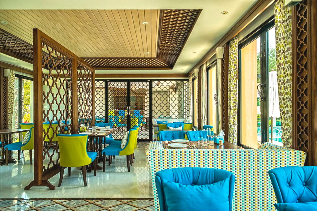 Interior of an air conditioned restaurant of Ataman Luxury Villas 5* resort