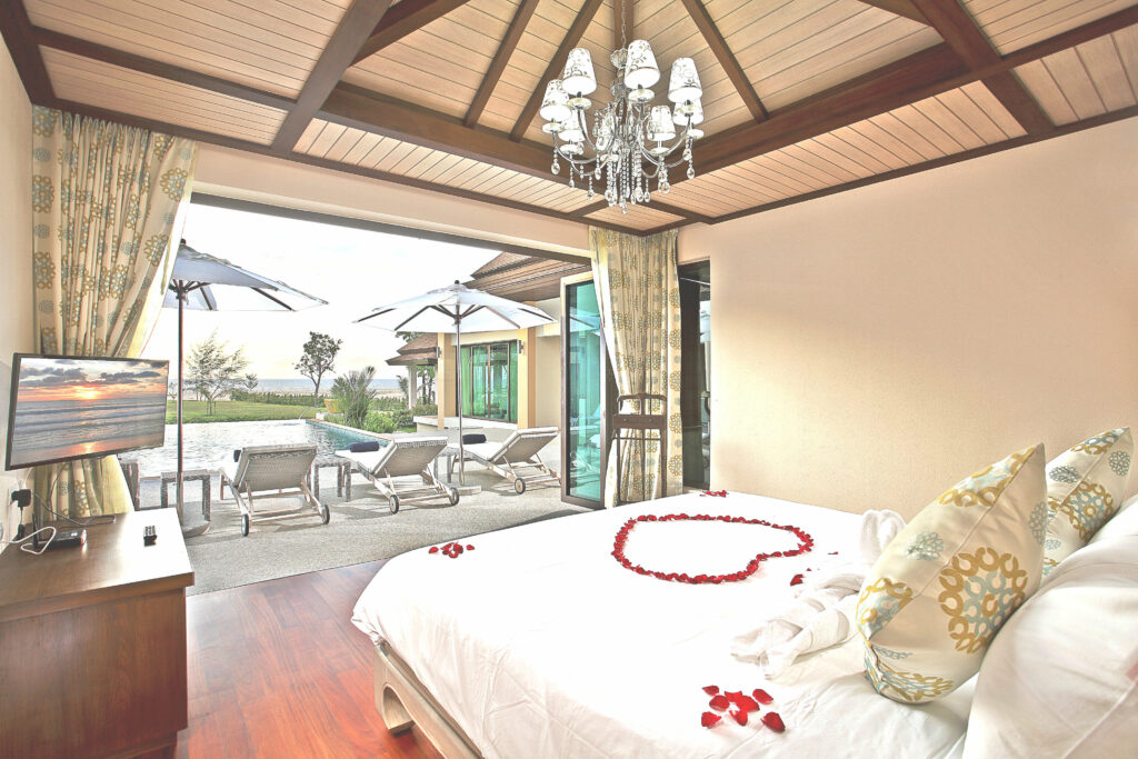 Bedroom interior with daily service of Ataman Luxury Villas 5* resort, Thailand