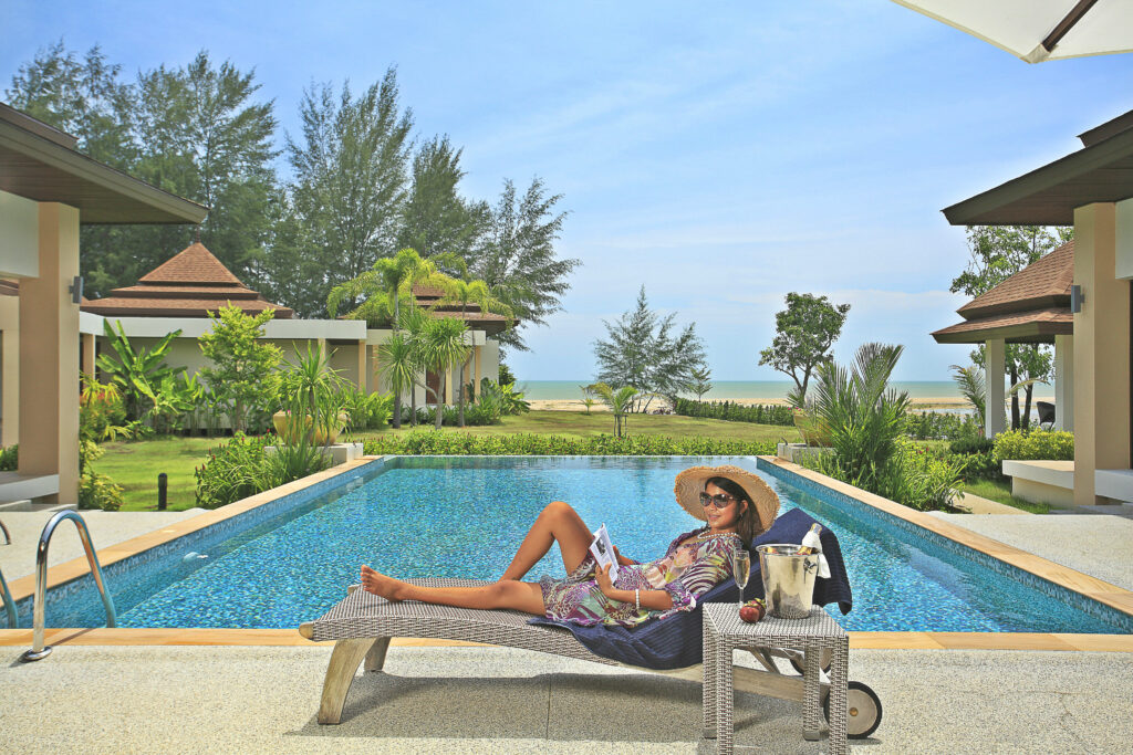 Enjoy relaxing in solitude by the private pool of your own beachfront private villa and be pampered